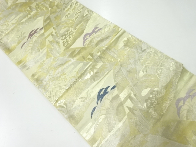 アンティーク　山並風景模様織出し袋帯（材料）